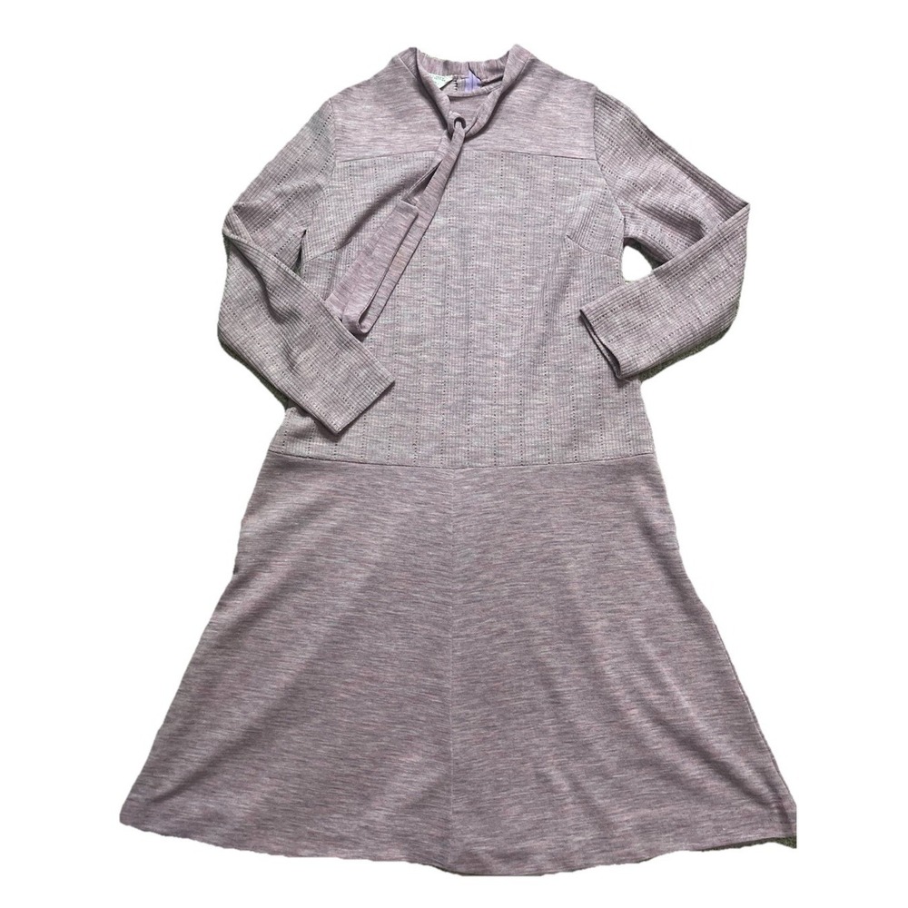 Vtg Lady Blair Dress Heathered Purple Neck Tie Women's‎ Size 16.5